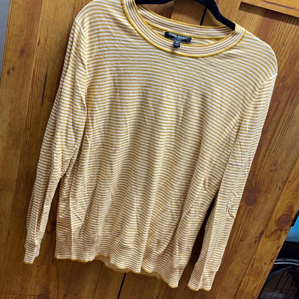Yellow Stripe Long Sleeve Light Sweater